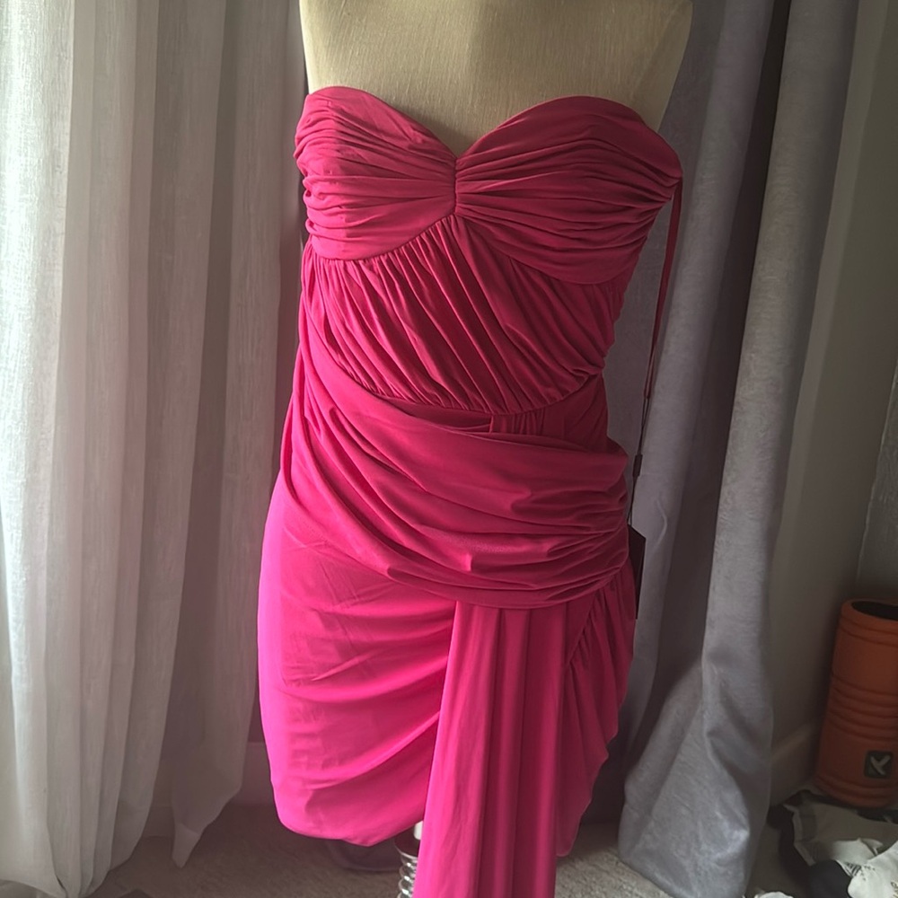 Mac Duggal Vibrant Hot Pink Strapless Dress - Picture 5 of 7